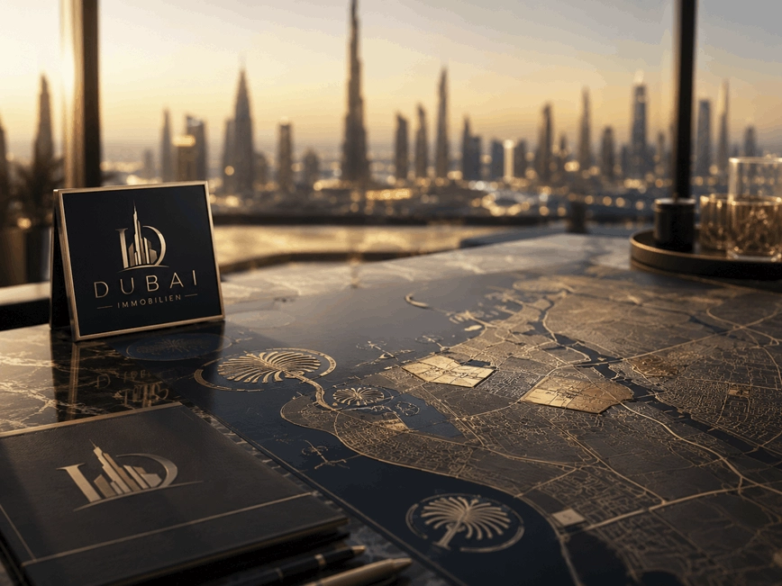 Dubai Stadtteile Wohnung kaufen mit Karte und Skyline